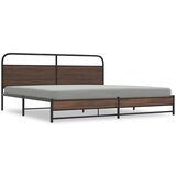 Metalni okvir kreveta bez madraca smeđa boja hrasta 200x200 cm | shoptok.hr