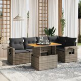 Maison Chic Seti vrtnega pohištva - Vrtna garnitura - Vrtni pohištvo set 6-delna z blazinami siv poli ratan, (21806178) | Shoptok.si