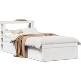 vidaXL Posteljni okvir z vzglavjem bel 75x190 cm trdna borovina | Shoptok.si