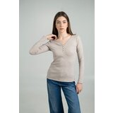 Legendww ženska majica bež boje sa dugmadama i v-izrezom 7740-9702-84 | ePonuda.com