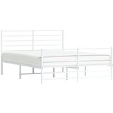 vidaXL Kovinski posteljni okvir z vzglavjem in vznožjem bel 120x200 cm | Shoptok.si