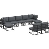 vidaXL Sjedeća garnitura za vrt 9 pcs Crna 353 x 141.5 x 71 cm | shoptok.hr