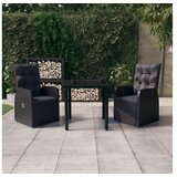  3-dijelni vrtni blagovaonski set s jastucima crni | shoptok.hr