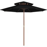 vidaXL Suncobran s dvije razine i drvenom šipkom crni 270 cm | shoptok.hr