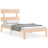 The Living Store Posteljni okvir z vzglavjem 90x200 cm trden les - Posteljni Okvir, (21529258) | Shoptok.si