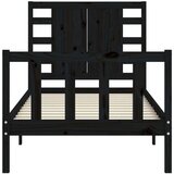  Za krevet s uzglavljem crna 100x200 cm od masivnog drva | shoptok.hr