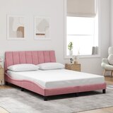 Okvir kreveta s LED-om bez madraca Hanko ružičasti 140 x 190 cm baršunasti | shoptok.hr