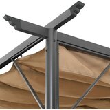  Pergola s pomičnim krovom smeđe-siva 3 x 3 m čelična 180 g/m² | shoptok.hr
