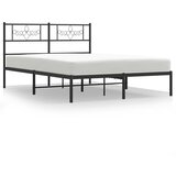 Maison Chic Kovinski Posteljni okvir - Dvoposteljna postelja - Zakonska postelja z vzglavjem črn 120x200 cm, (21692547) Cene