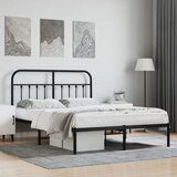 vidaXL Kovinski posteljni okvir z vzglavjem črn 135x190 cm Cene