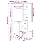 vidaXL Visok predalnik s predalom Umetni hrast 69,5 x 34 x 180 cm | Shoptok.si