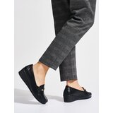 Shelvt Black openwork loafers on a low wedge | Shoptok.si