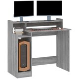 vidaXL Pisalna miza z LED lučmi siva sonoma 97x45x90 cm konst. les | Shoptok.si