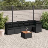 Maison Chic Seti vrtnega pohištva - Vrtna garnitura - Vrtni pohištvo set 7-delna z blazinami črn poli ratan, (21802554) | Shoptok.si