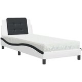  Postelja z vzmetnico bela in črna 90x200 cm umetno usnje | Shoptok.si