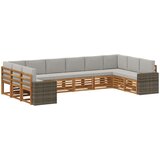  Set vanjskih sofa 10 pcs Prirodna i svjetlosiva Poliester | shoptok.hr