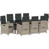  Set vrtnih stolica s jastučićima od 9 komada u svjetlosivom poliratu | shoptok.hr