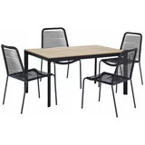 Bonami Essentials Komplet 4 črnih jedilnih stolov Kai in mize Thor v naravni barvi -