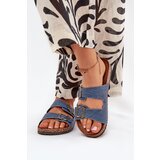 EVENTO Ladies Slippers On Cork Platform With Buckles Dark Jeans Vesina | shoptok.hr