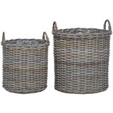 Vazon koš s pohranom 2 pcs Siva Lacak ratan - Siva | shoptok.hr