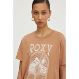 Roxy Bombažna kratka majica NOON OCEAN ženska, rjava barva, ERJZT05841