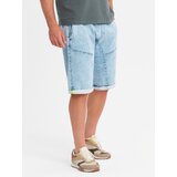 Ombre Men's short denim shorts with decorative stitching - light blue | shoptok.hr