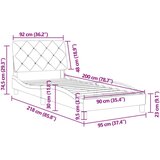 vidaXL Posteljni okvir z vzglavjem svetlo siv 90x200 cm žamet | Shoptok.si