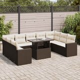 vidaXL 10-dijelni set vrtnih sofa od poliratana s jastucima smeđi | shoptok.hr