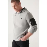 Avva Men's Gray Hooded Collar Scuba Fabric Standard Fit Normal Cut Sweatshirt