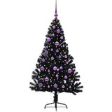 vidaXL Umjetna preddekorirana božićna jelka Črna 150 cm PVC | Shoptok.si