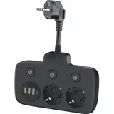 utičnica sa prekidačem LINEA 2x230 V + 4x USB A/C SCHUKO crna
