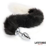 LateToBed BDSM Line Analni Čep Fox Tail Black & White Cene