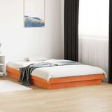 vidaXL LED posteljni okvir voščeno rjav 140x200 cm trdna borovina | Shoptok.si