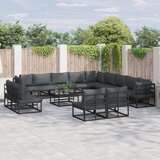 vidaXL Vrtna sedežna garnitura 13 pcs Črna 353 x 353 x 71 cm Aluminij | Shoptok.si