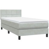 Box Spring krevet s madracem svijetlo sivi 90x220 cm baršun | shoptok.hr