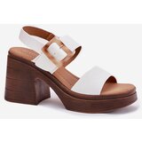 VINCEZA Ladies sandals on a chunky heel and platform White 17387 | Shoptok.si