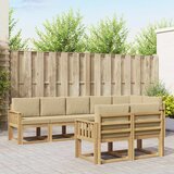  Set vanjskih sofa s jastukom 8 pcs Bijela i bež Poliester | shoptok.hr
