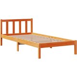 vidaXL Posteljni okvir z vzglavjem voščeno rjava 100x200 cm borovina | Shoptok.si
