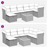  Vrtna garnitura - 8-dijelni set vrtnih sofa od poliratana s jastucima crni - Crna 1 | shoptok.hr