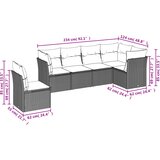  6-dijelni set vrtnih sofa od poliratana s jastucima sivi | shoptok.hr