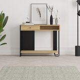 Marckeric Črna/v naravni barvi stranska mizica z mizno ploščo v hrastovem dekorju 35x100 cm Saturne – | Shoptok.si