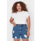 Trendyol Curve Blue High Waist Denim Shorts & Bermuda Cijene