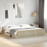  Okvir za krevet s ladicama boja hrasta 200x200 cm drveni | shoptok.hr