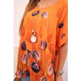 Kesi Włoski Women's cotton shirt with a floral pattern orange | shoptok.hr