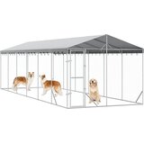 Vanjski kavez za pse s krovom srebrni 3x9x2,5 m pocinčani čelik | shoptok.hr
