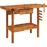  Radni stol s ladicom i škripcima 124x52x83 cm Masivno drvo akacije | shoptok.hr