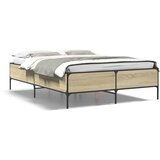 Furnova Posteljni okvir sonoma hrast 140x200 cm inž. les in kovina, (21939093) | Shoptok.si