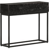 Maison Chic konzolna miza - miza ob steni črna 90x30x76 cm trden mangov les in železo, (21786017) | Shoptok.si