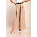 Fenzy Elegantne Dolge Hlače S Pasom, Bež | Shoptok.si