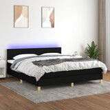 The Living Store Box spring postelja z vzmetnico LED črna 180x200 cm blago - Box Spring Postelja, (21515122) Cene